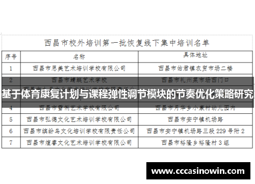 基于体育康复计划与课程弹性调节模块的节奏优化策略研究